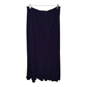 Vintage Black Velvet Velour Midi Skirt Size Large Made In The USA